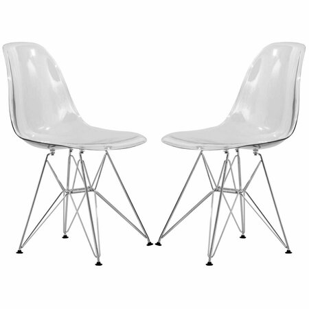 KD AMERICANA 32 x 18.40 x 17 in. Cresco Molded Eiffel Side Chair Clear - Set of 2 KD3034432